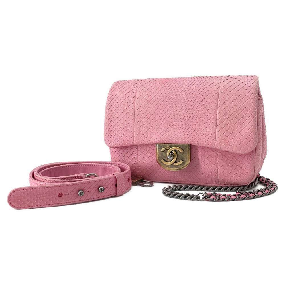 Chanel Python Shoulder Bag Pink - image 1